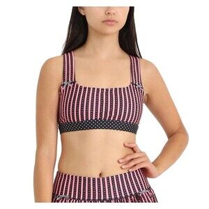 Strawberry Western Women's Coco Sports Bra Rococo Print Pink Black Small